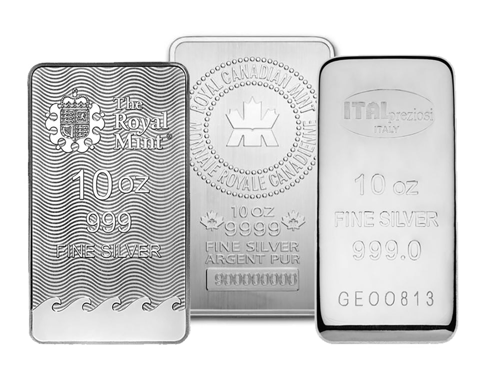 10 Oz Silver Bars - The Royal Mint & Royal Canadian Mint – BGS