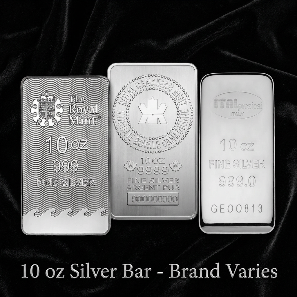 10 Oz Silver Bars - The Royal Mint & Royal Canadian Mint – BGS