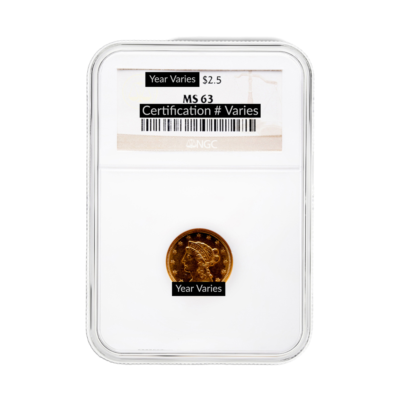 $2.5 Gold Liberty Quarter Eagle - NGC MS63