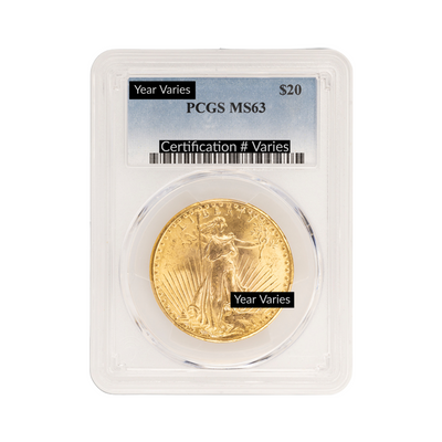 $20 Gold Saint-Gaudens Double Eagle - PCGS MS63