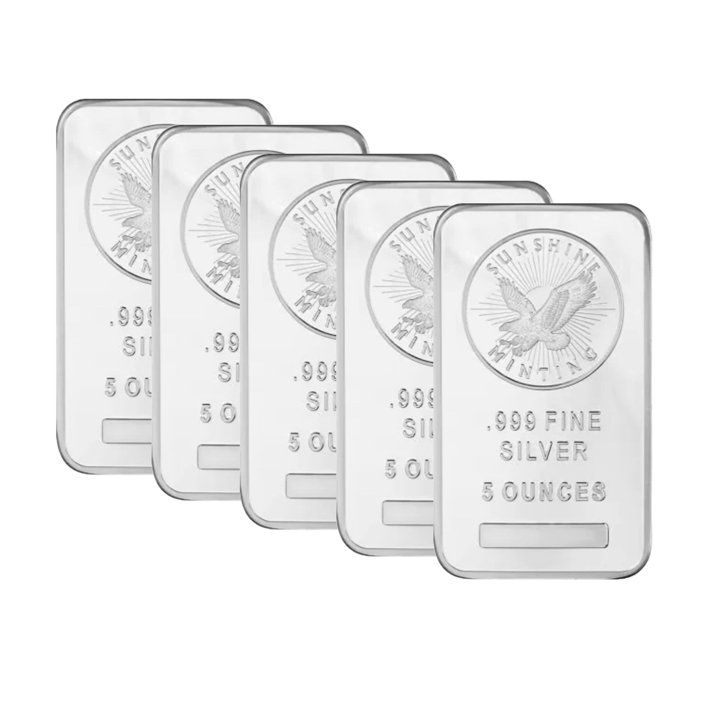 Lot of (5) 5oz Sunshine Mint Silver Bar - Sealed - Mint Mark SI
