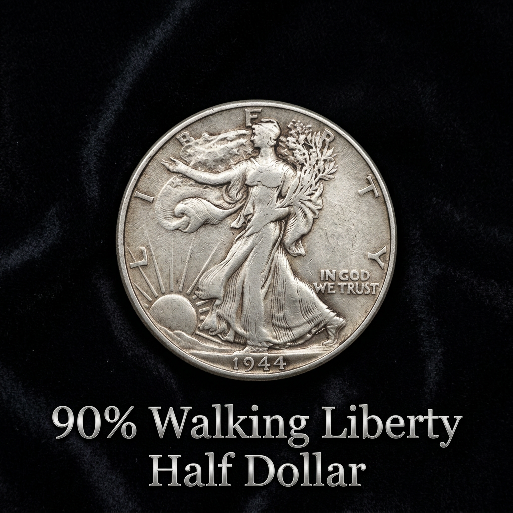 Walking Liberty 90% Silver Half Dollar Coin Roll of $10 Face Value