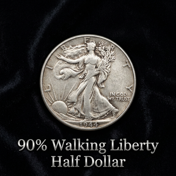 Walking Liberty 90% Silver Half Dollar Coin Roll of $10 Face Value