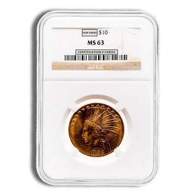 $10 Gold Indian Eagle - NGC MS63