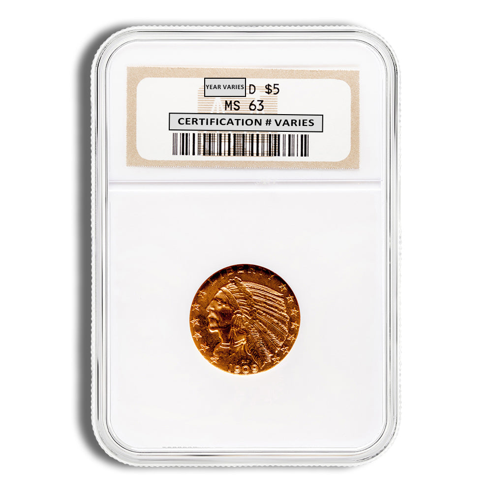 $5 Gold Indian Half Eagle - NGC MS63
