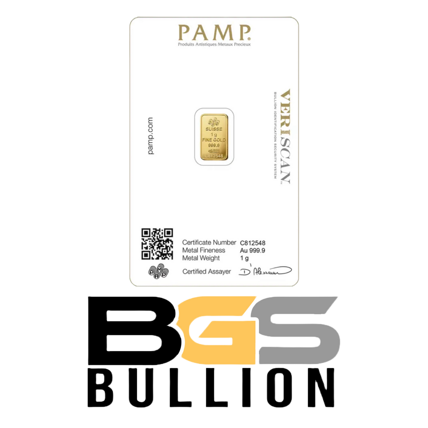 1 gram Gold Bar - PAMP Fortuna (Carded)
